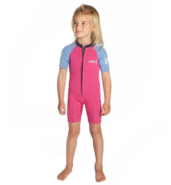 C Skins Baby C Kid Shortie Wetsuit - Magenta/Powder Blue/Slate