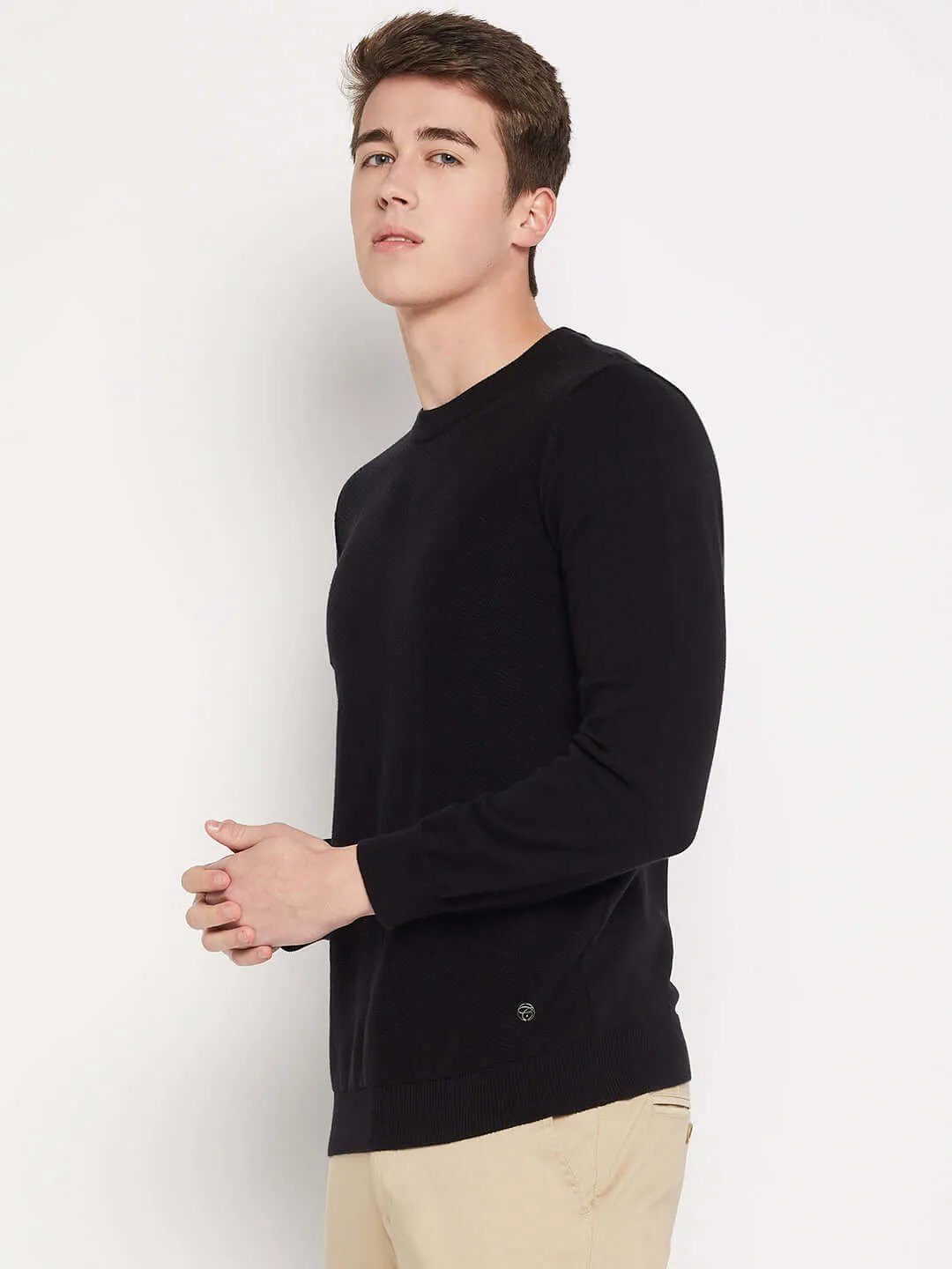 Camla Barcelona Crew Neck Black Sweater For Men