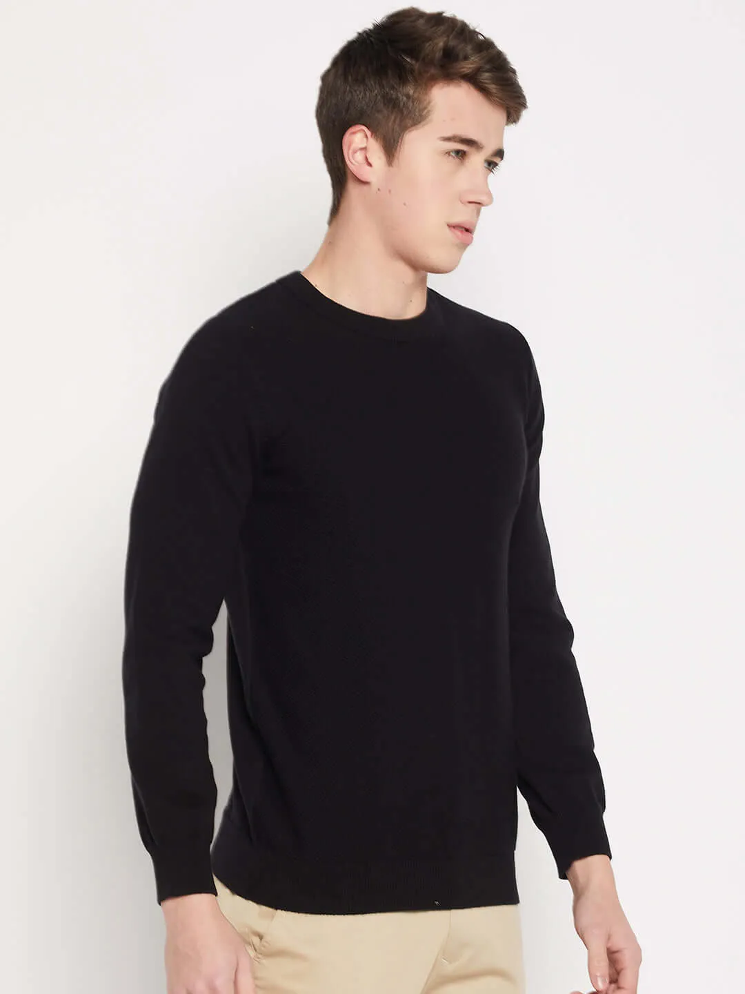 Camla Barcelona Crew Neck Black Sweater For Men