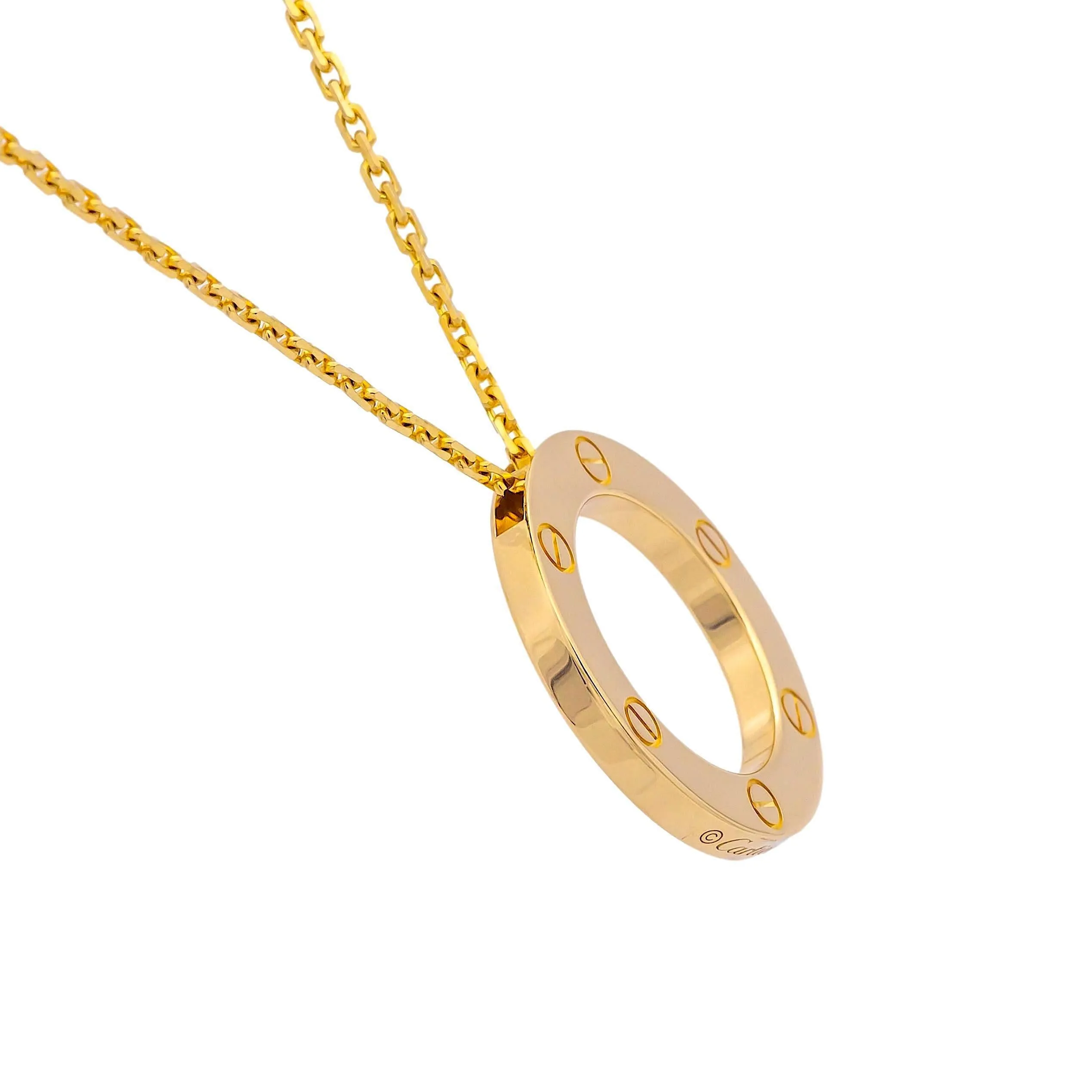 Cartier Love 18K Yellow Gold Pendant Necklace 18"Long w/papers