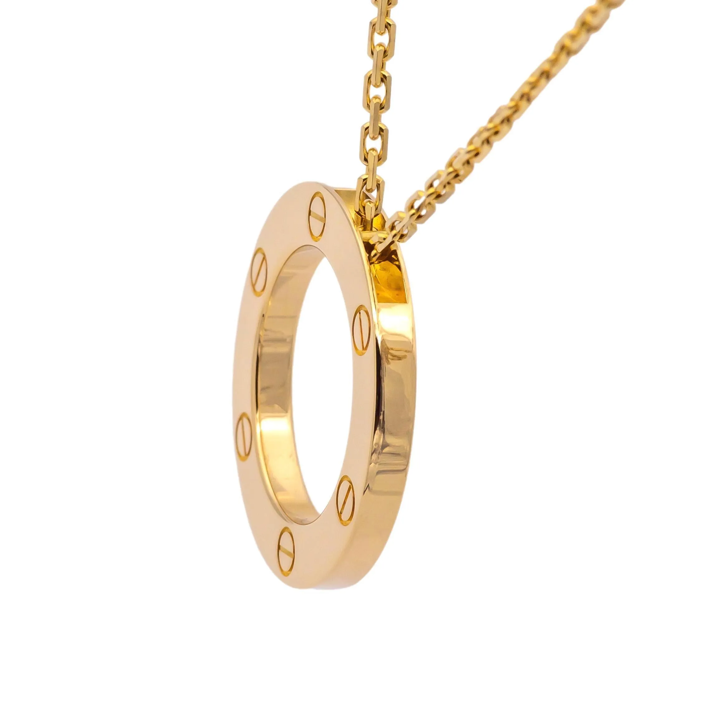 Cartier Love 18K Yellow Gold Pendant Necklace 18"Long w/papers
