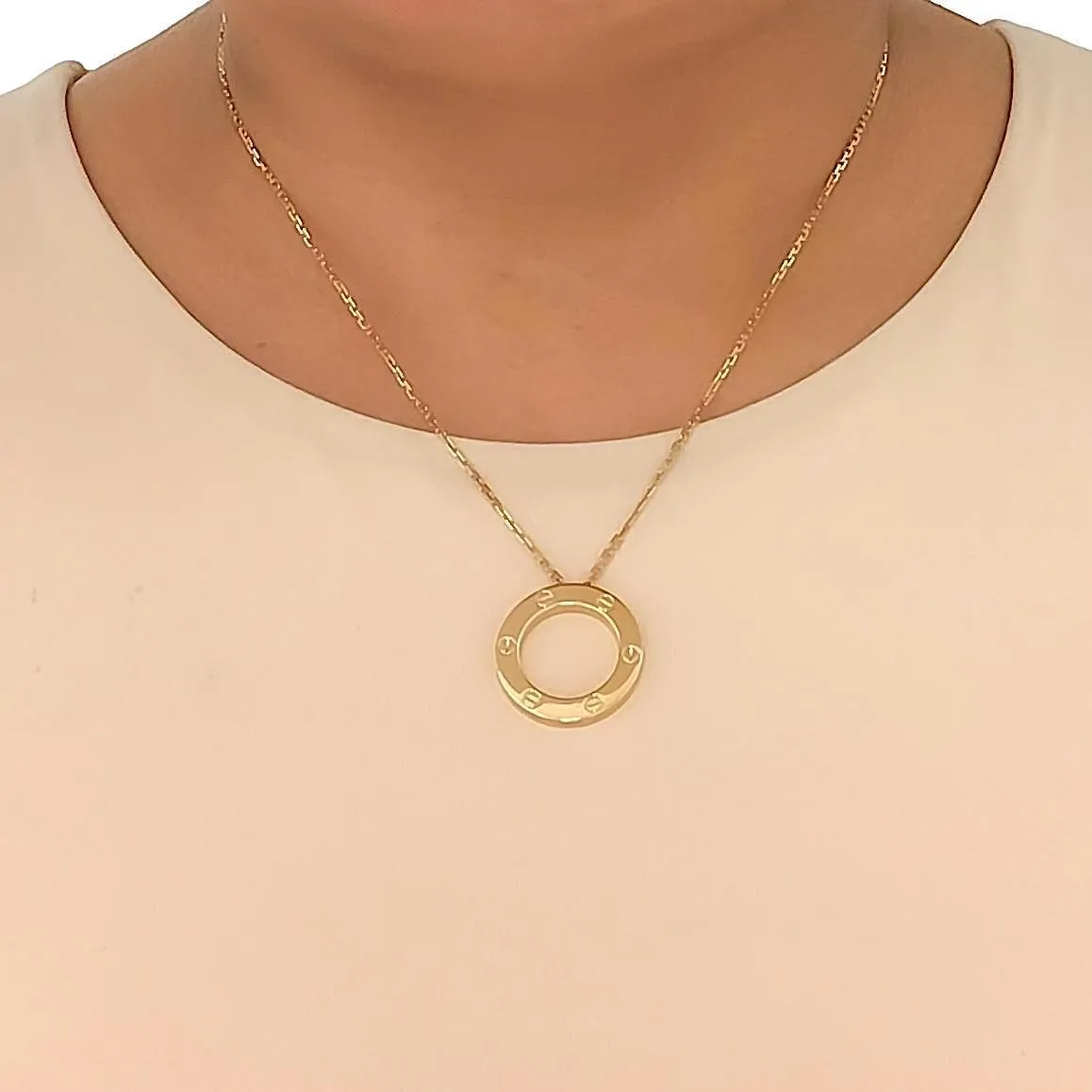 Cartier Love 18K Yellow Gold Pendant Necklace 18"Long w/papers