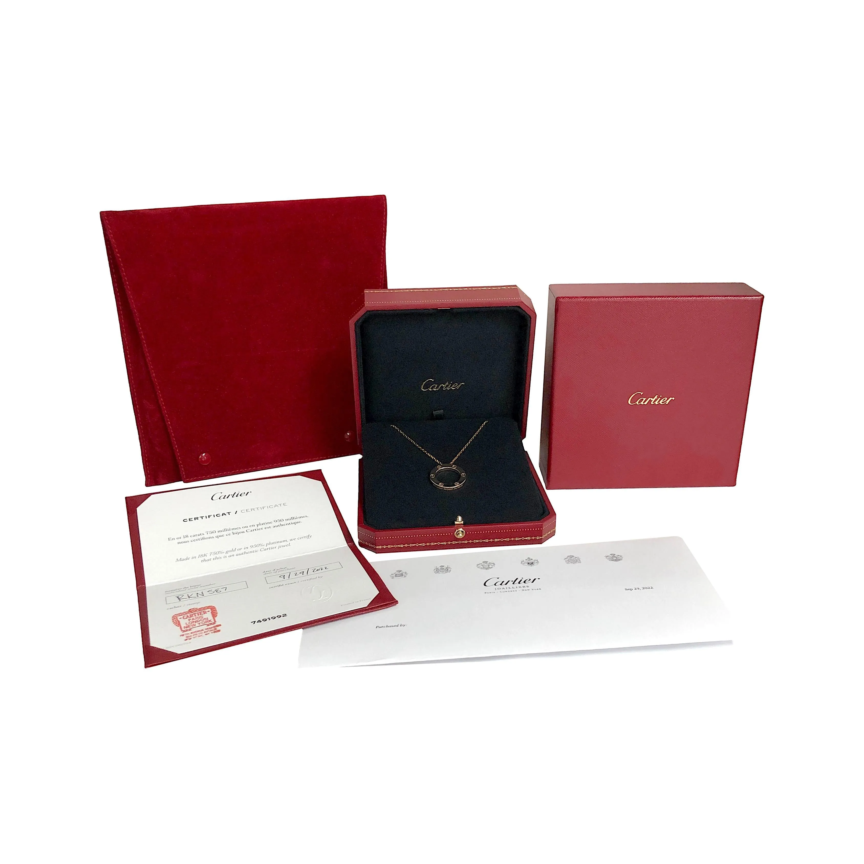 Cartier Love 18K Yellow Gold Pendant Necklace 18"Long w/papers