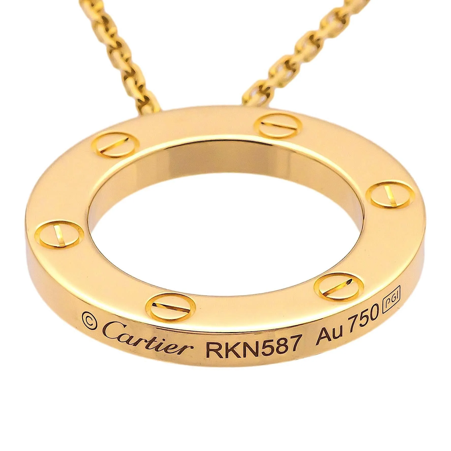 Cartier Love 18K Yellow Gold Pendant Necklace 18"Long w/papers