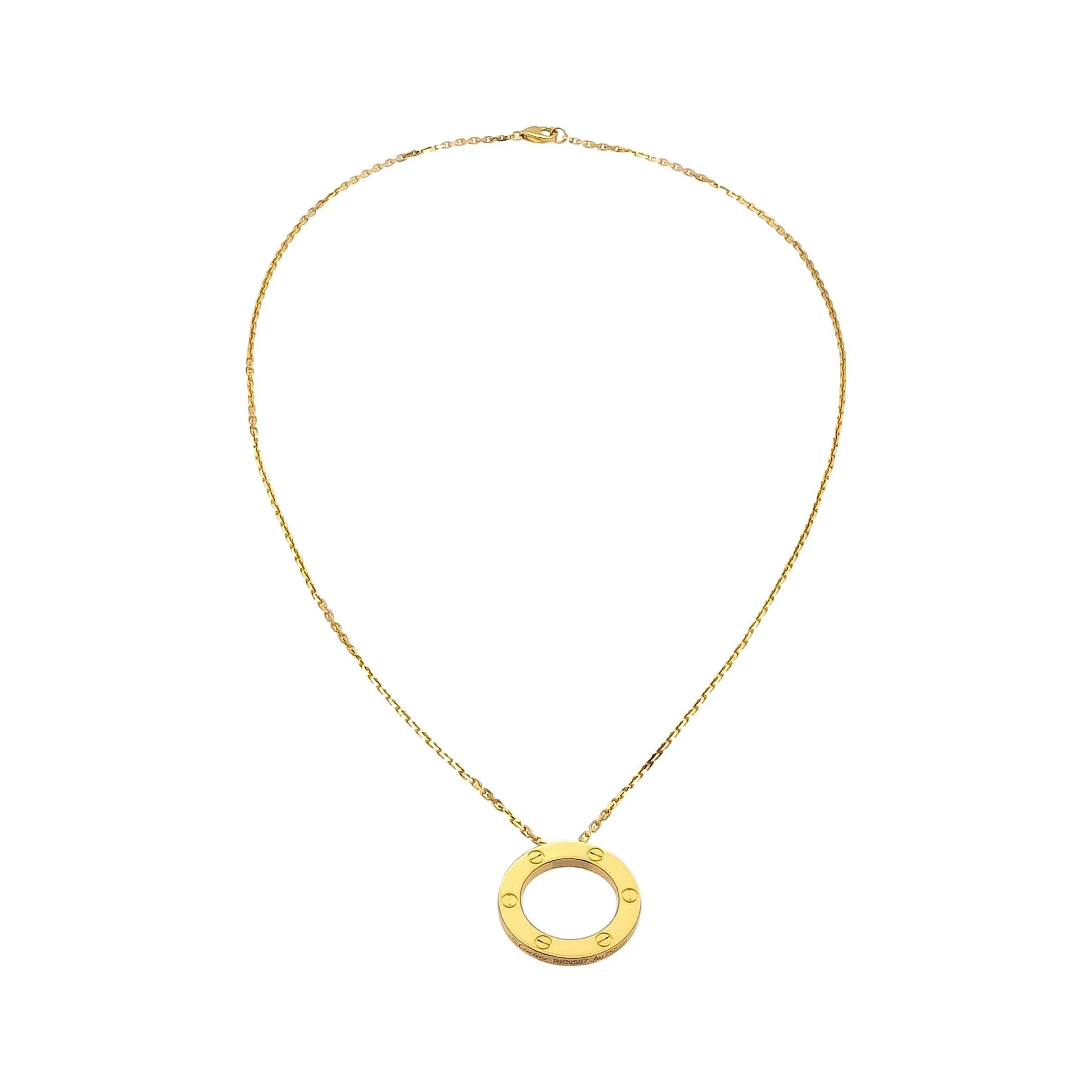 Cartier Love 18K Yellow Gold Pendant Necklace 18"Long w/papers