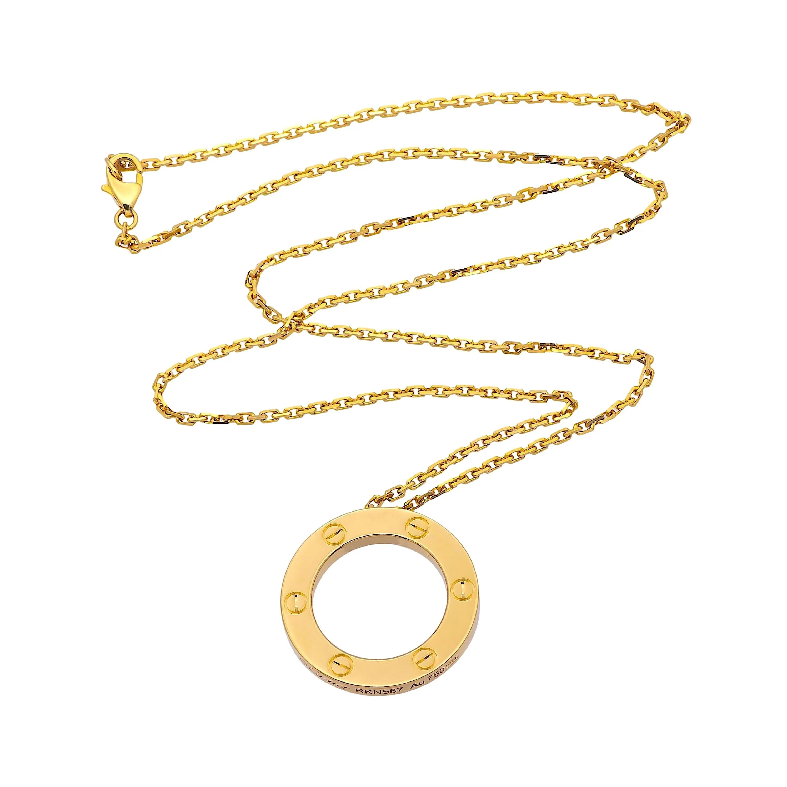 Cartier Love 18K Yellow Gold Pendant Necklace 18"Long w/papers