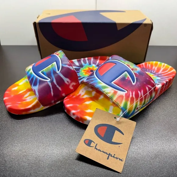 Champion Tie Dye Slides Size 6Y Womens 8