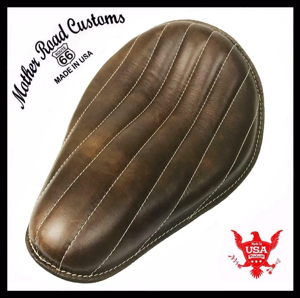 Chopper Harley Sportster Bobber Bates Seat  11x14 Brown Tuck Roll Leather
