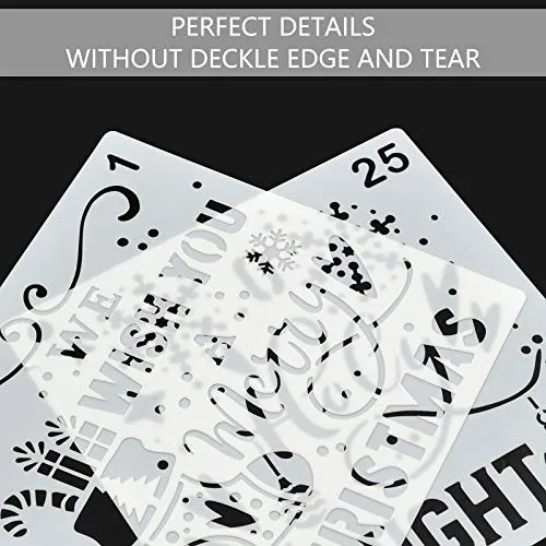 Christmas Decoration Stencils 25 Painting Templates for Scrapbooking Cookie Tile Furniture Wall Floor Craft Drawing Tracing Teacher Supplies