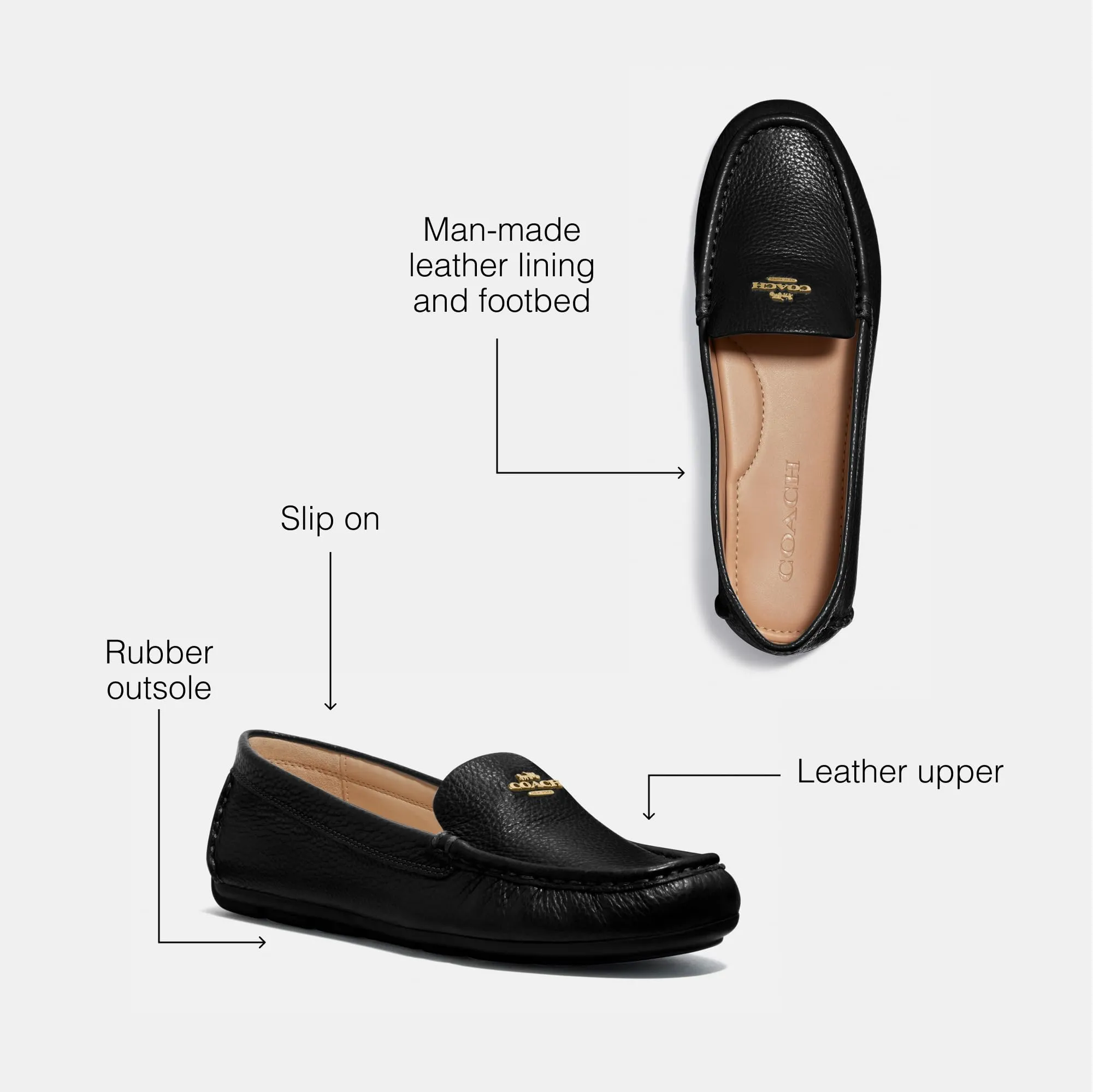 COACH Women's Flats Marley Driver, Color Black, Size 5.5