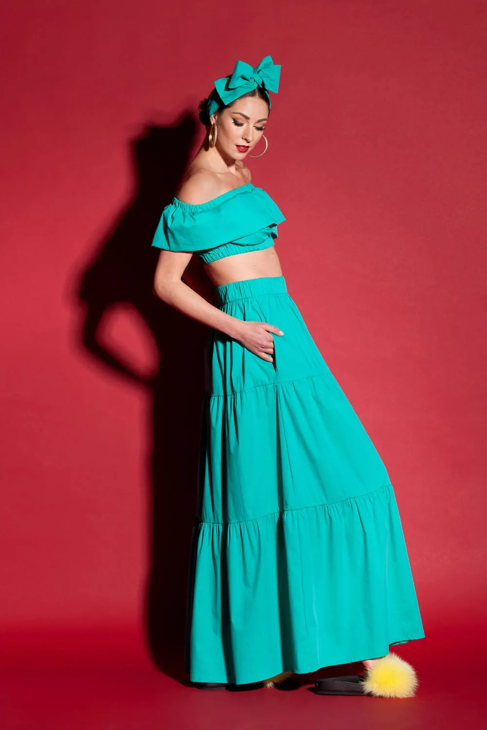 Crop Off Shoulder Top And Maxi Skirt Set, Gypsystyle skirt, Gypsystyle clothing, Off the shoulders top, Crop top, Loose Maxi