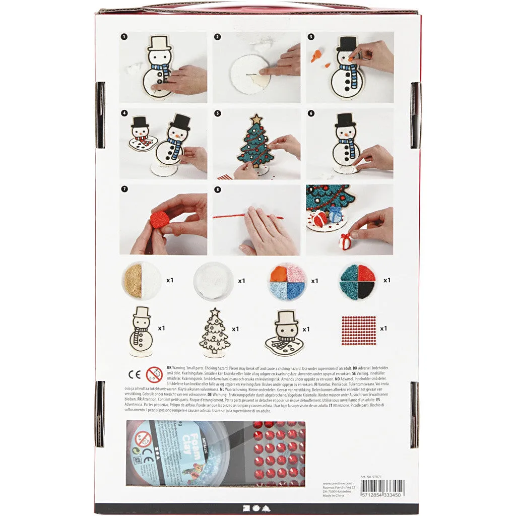 DIY Kit Wooden Figures Foam Clay Rhinestones Decoration Crafts - Polar