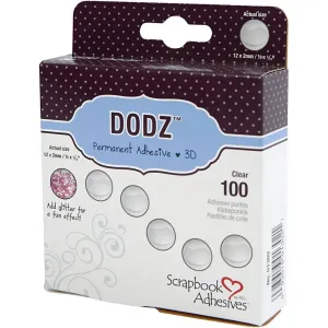 Dodz Adhesive Sticky 12mm Dots 100 Permanent Card Making Transparent Clear