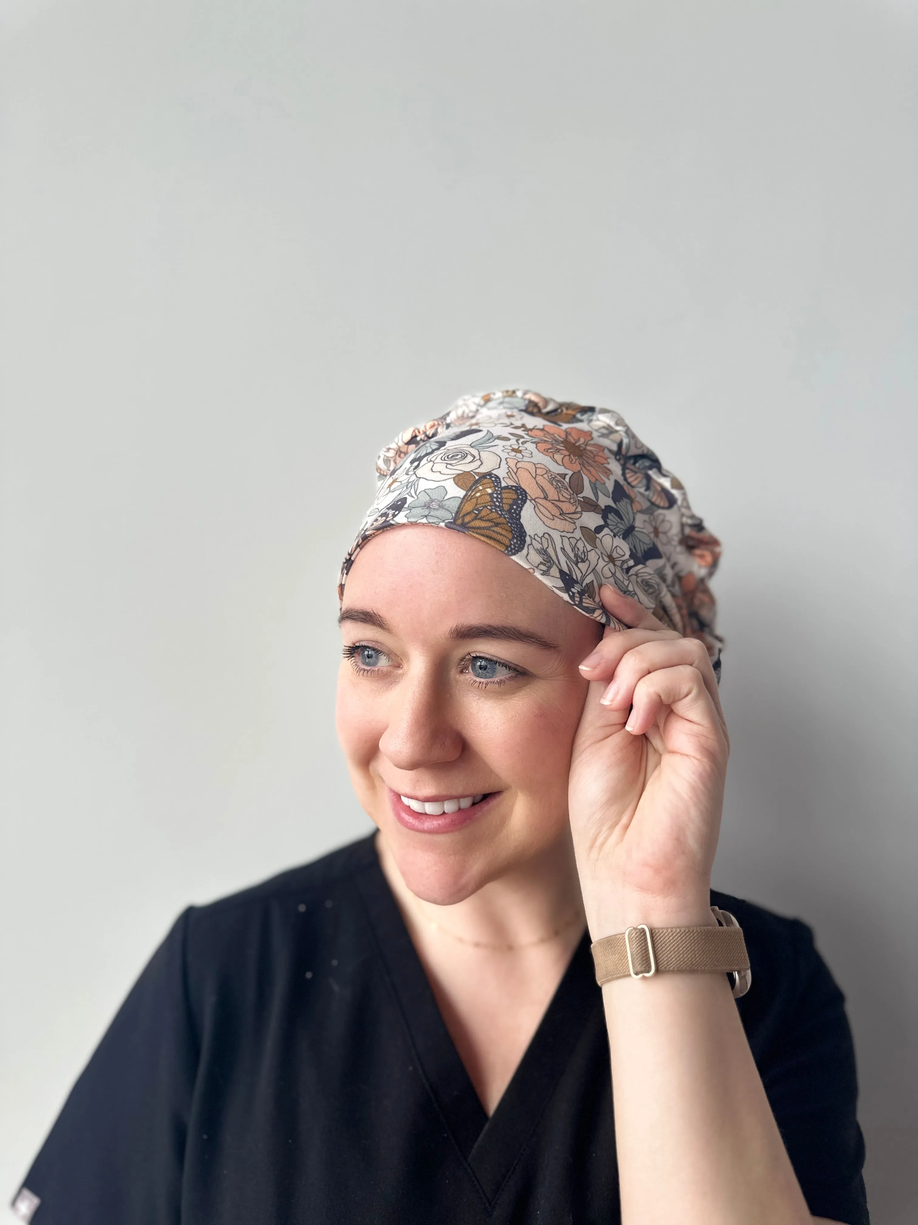 DuoStyle Scrub Hat - Butterfly Floral