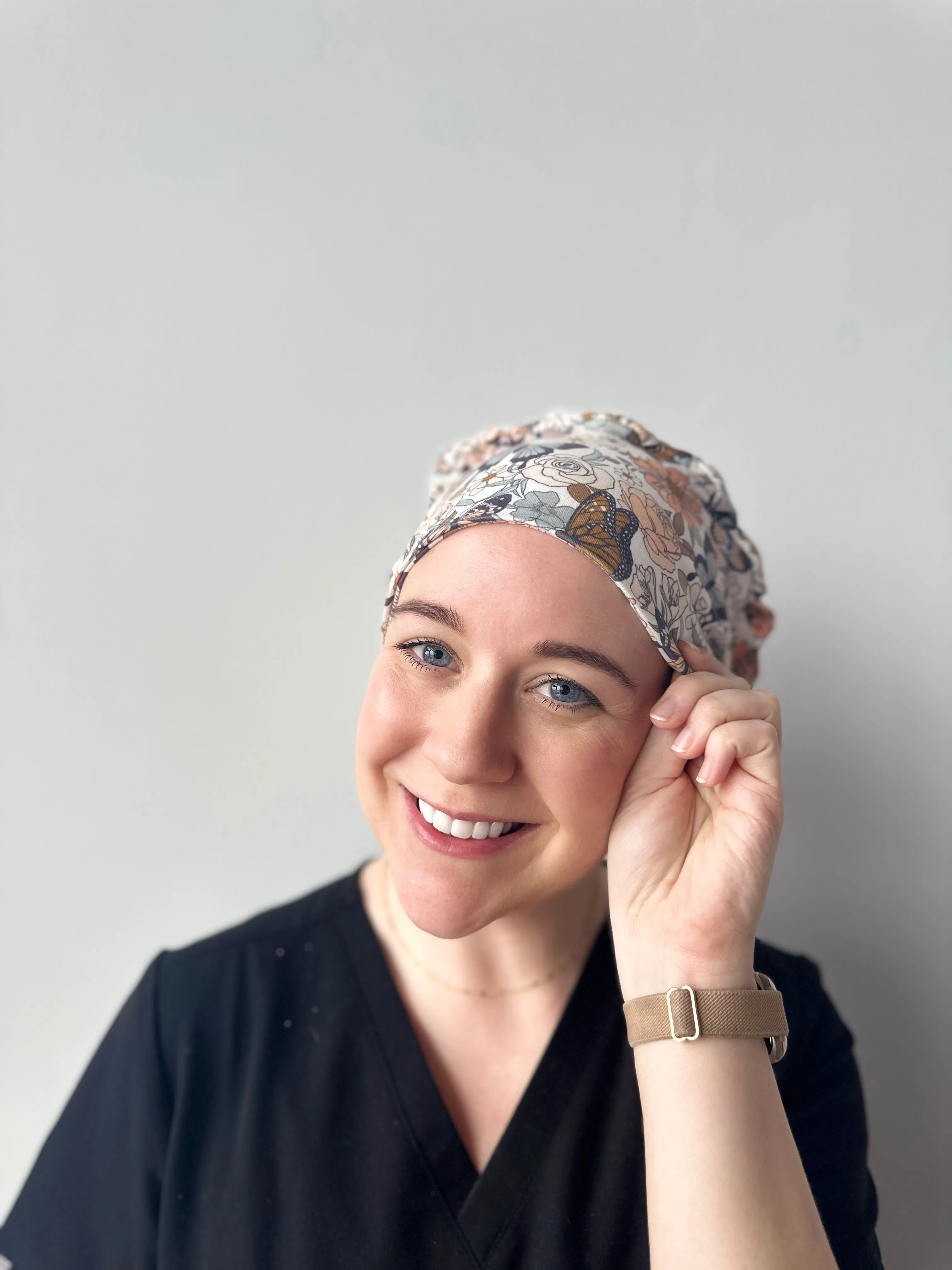 DuoStyle Scrub Hat - Butterfly Floral