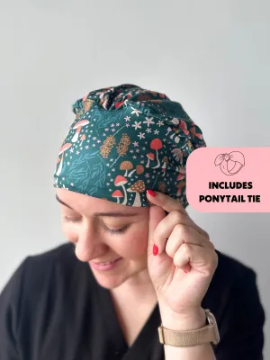 DuoStyle Scrub Hat - Mushrooms and Daisies