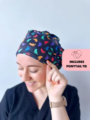 DuoStyle Scrub Hat - Rainbow Baby Feet