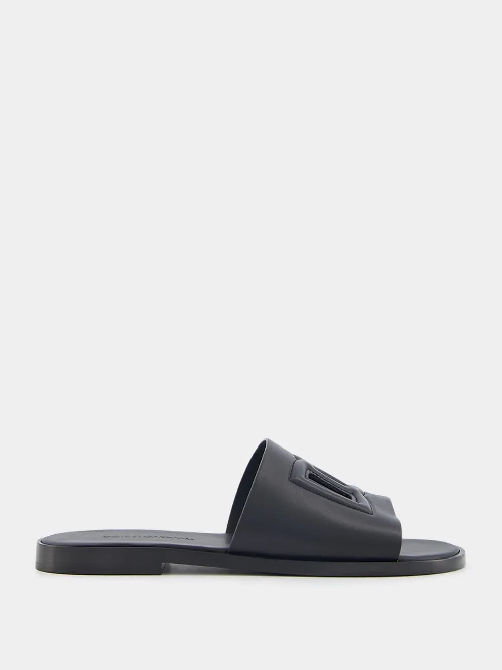 Embossed-Logo Leather Slides