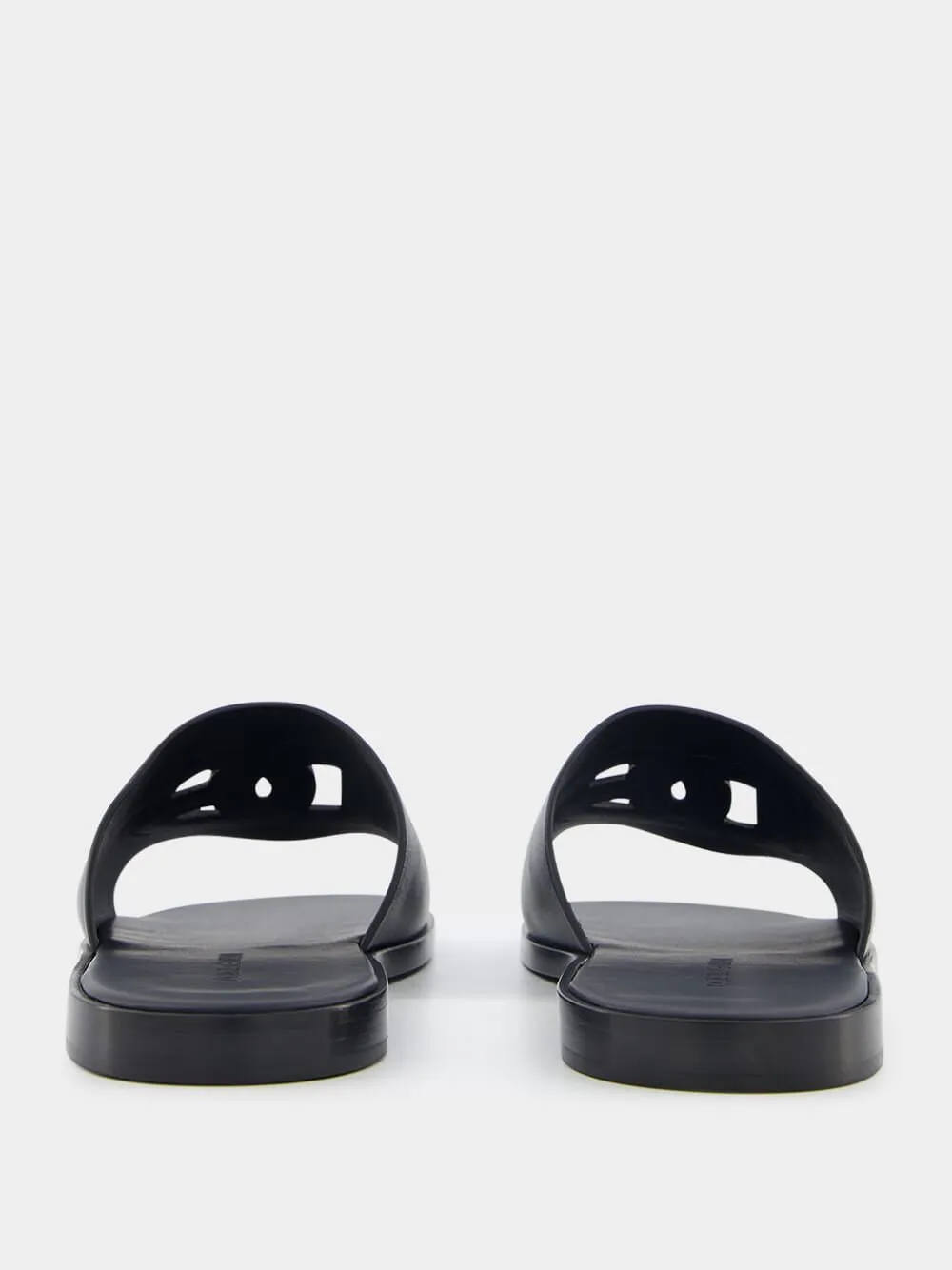 Embossed-Logo Leather Slides