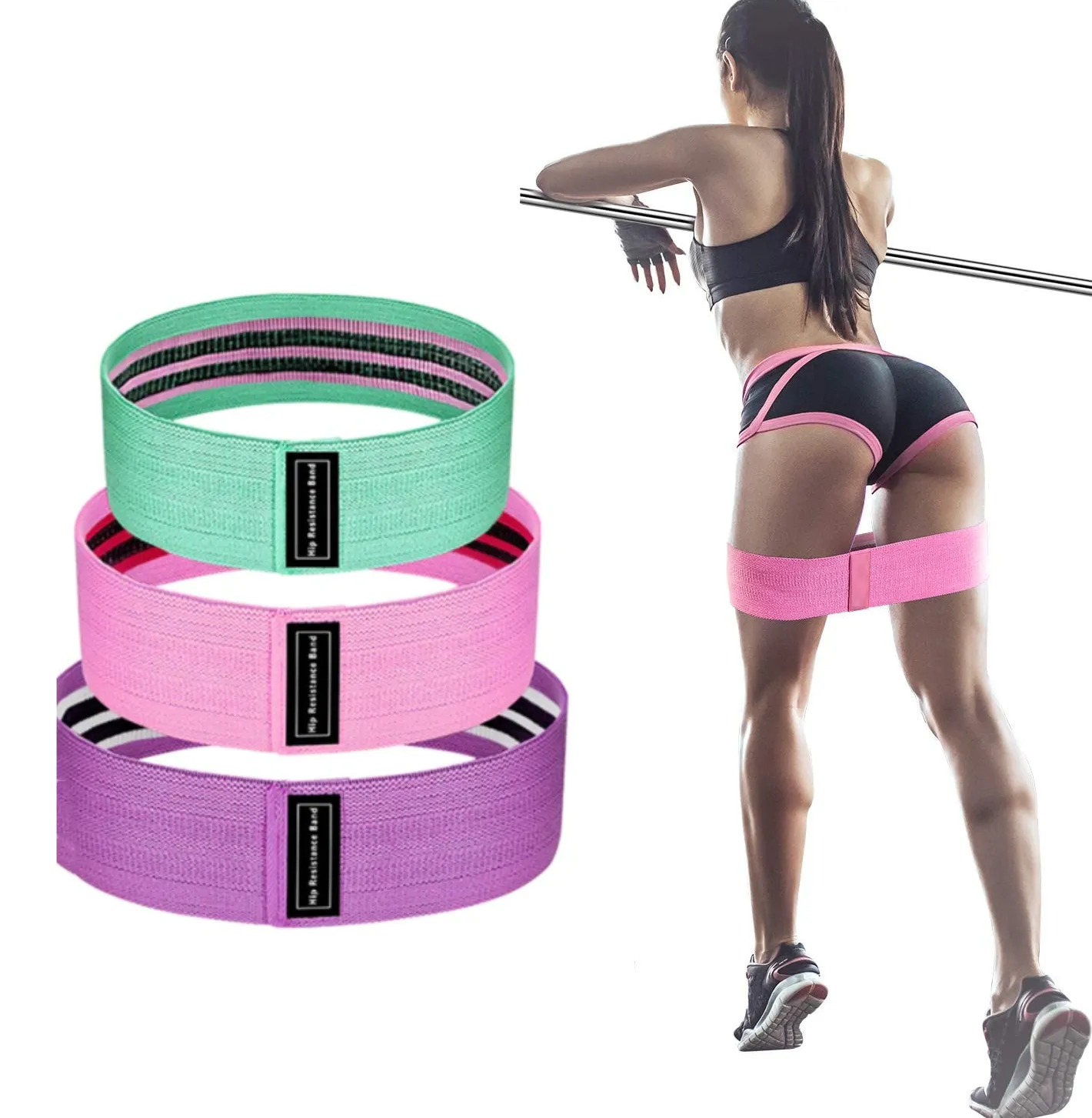 Fabric Booty Band Set - 3 Levels of Resistance - Grow Your Glutes!