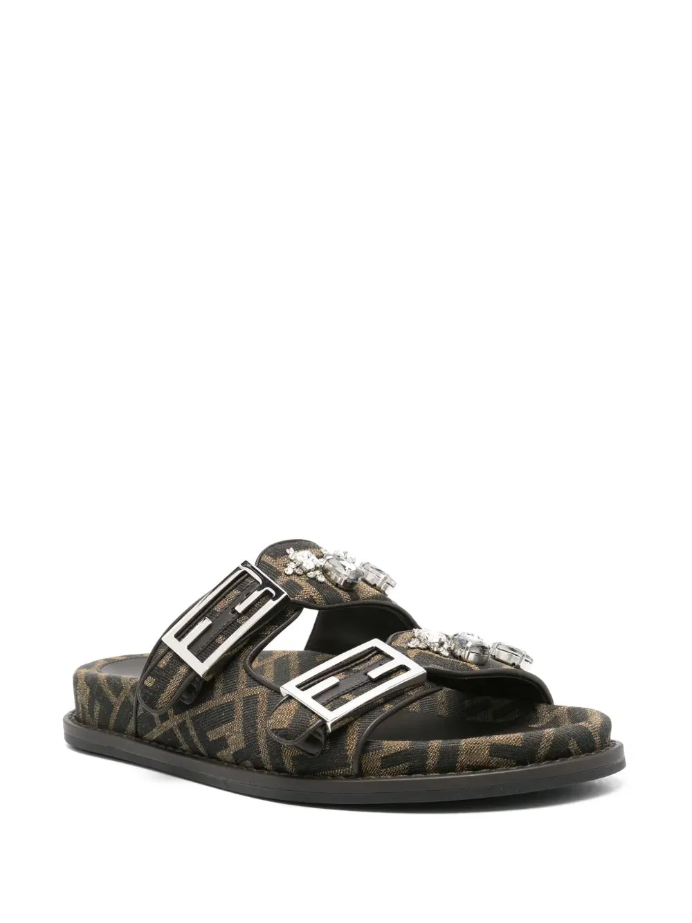 FENDI FF-jacquard canvas slides
