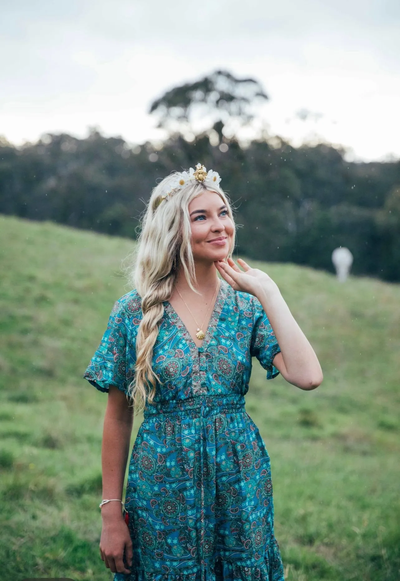 Flamingo Dress ~ Turquoise stars