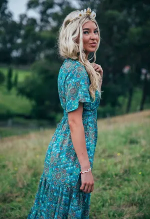 Flamingo Dress ~ Turquoise stars