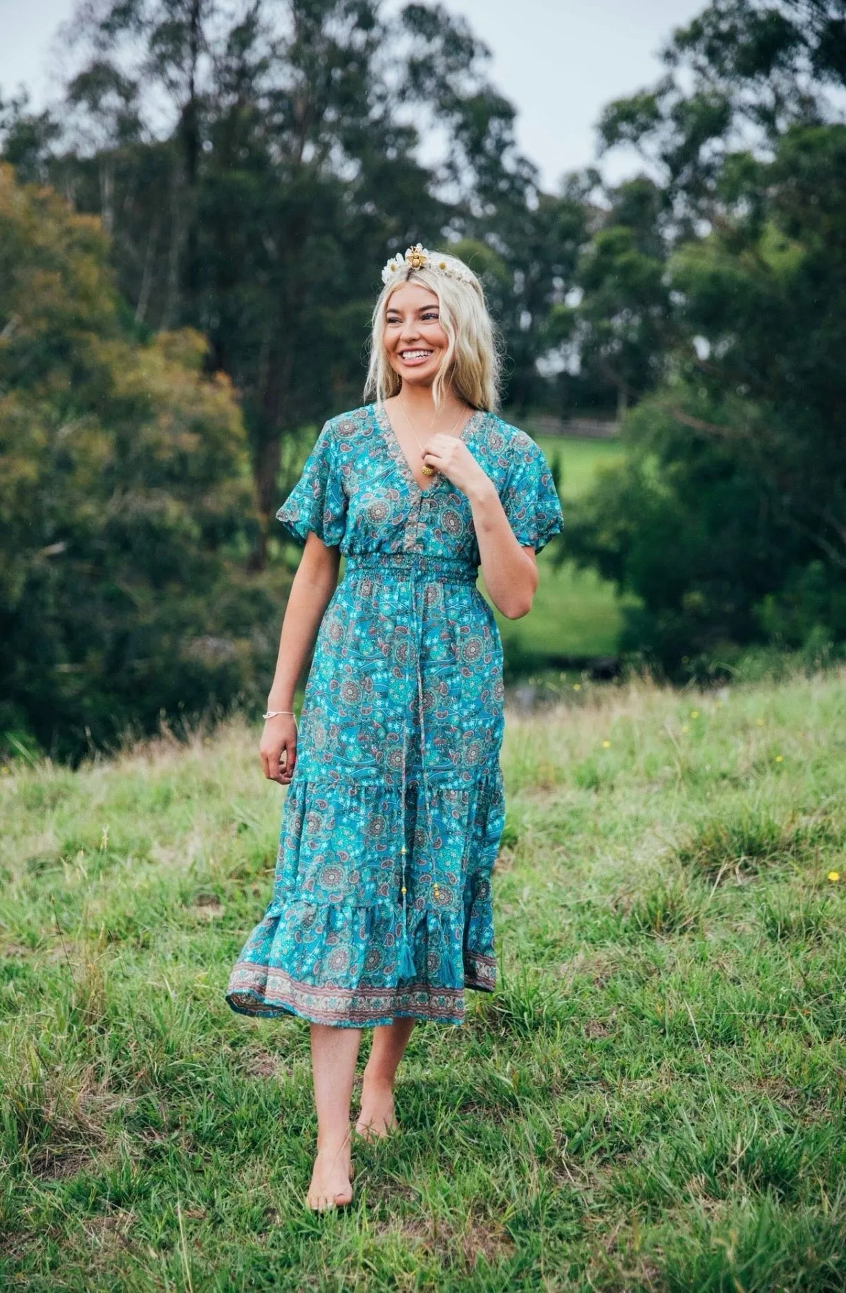 Flamingo Dress ~ Turquoise stars