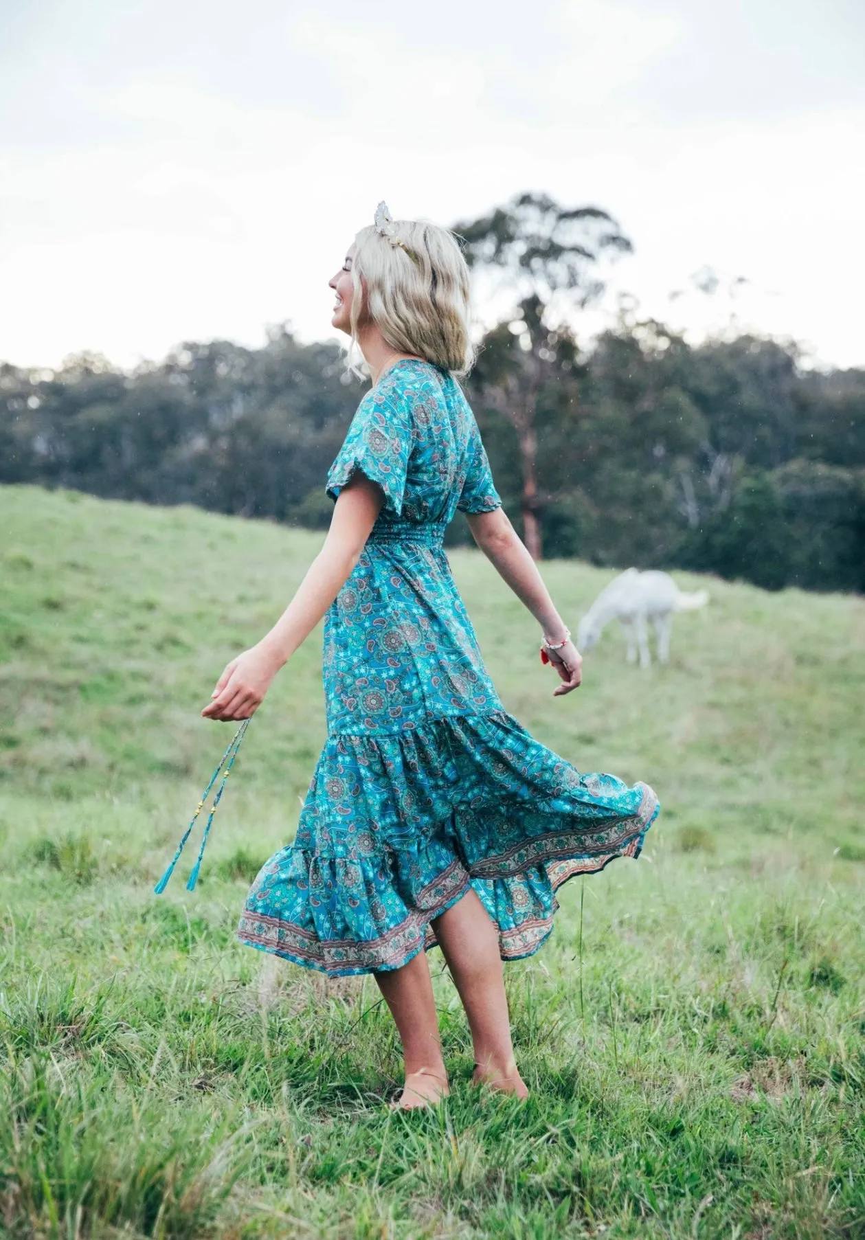 Flamingo Dress ~ Turquoise stars