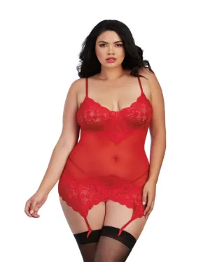 Garter Slip, G-String - Queen - Ruby