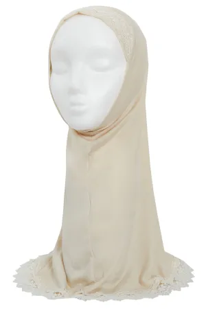 Girls Cream Lace Hijab