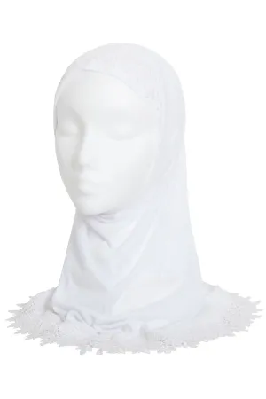 Girls White Lace Hijab