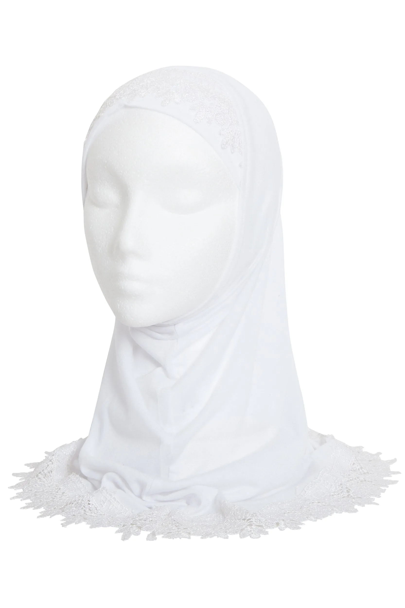 Girls White Lace Hijab