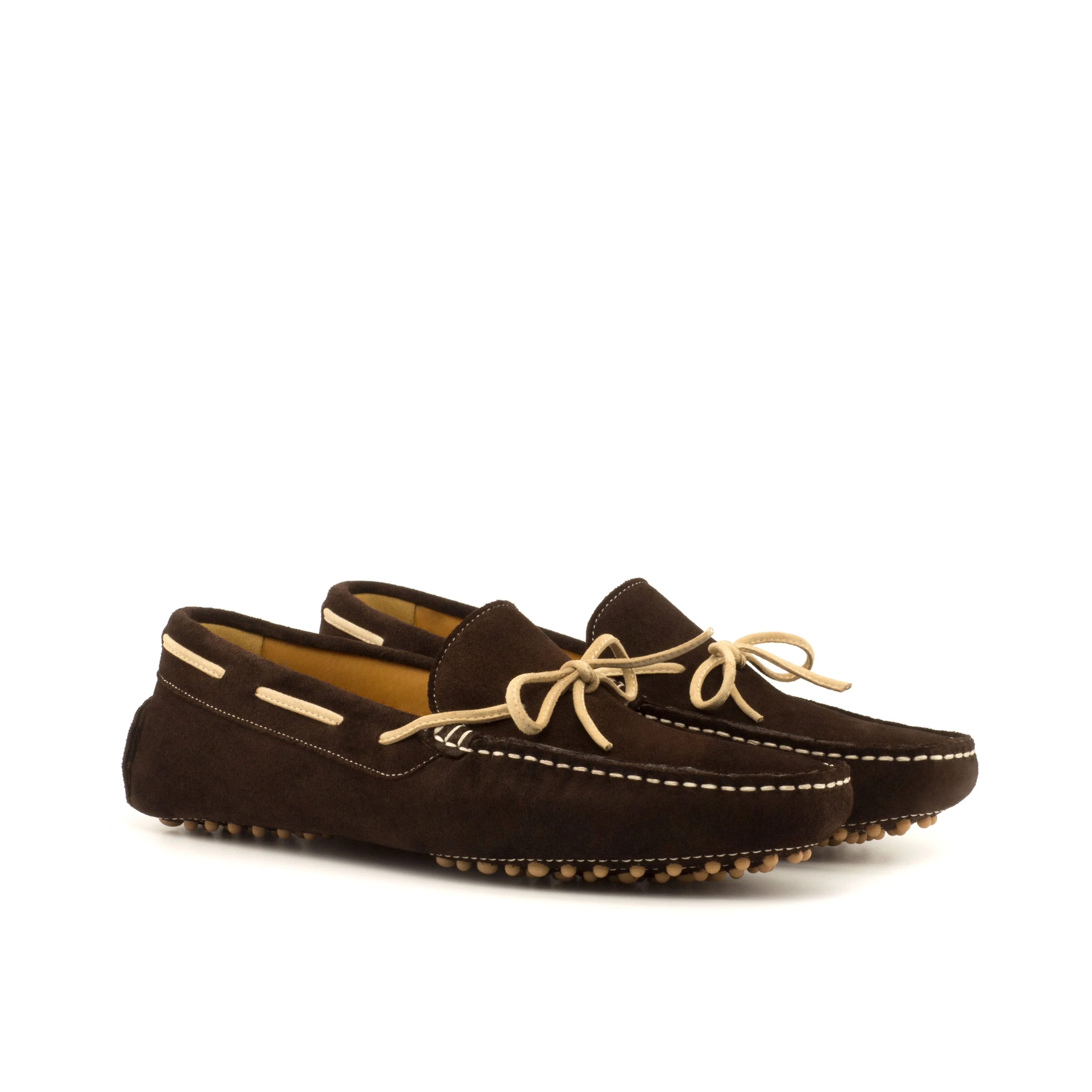 Gommini Driver - Dark Brown Suede Calf Leather combined with Camel Suede Calf Leather
