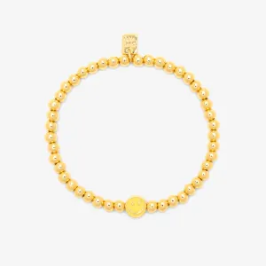 Happy Face Gold Bead Stretch Bracelet