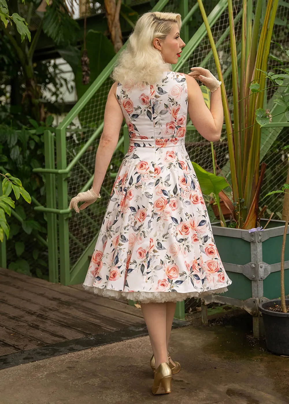 Hearts & Roses Aurora Floral 50's Swing Dress Pink
