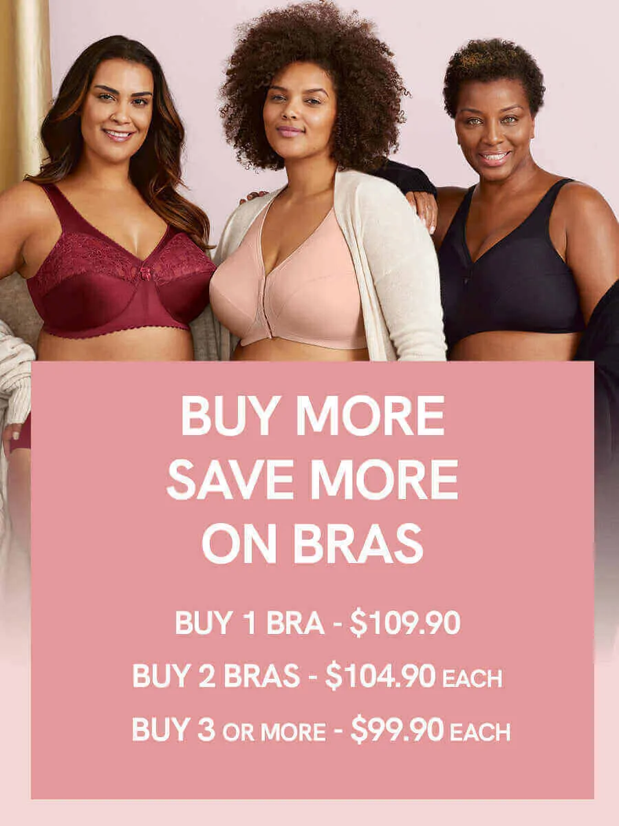 In Stock Glamorise Bra 9246 - Feeling Lacey Front Close Underwire Bra - Plum