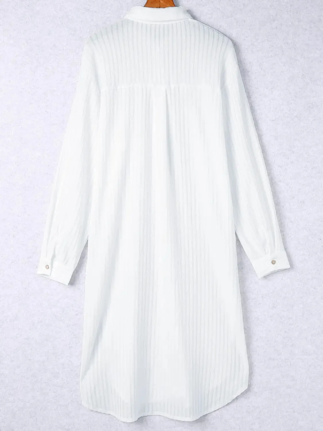 'Irene' Button Up Collared Neck Slit Shirt Dress