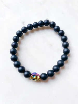 Iridescent Skull on Onyx ~ Homme