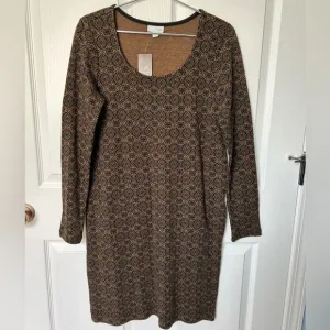 J Jill Cotton Knit Long Sleeve Geometric Shift Sweater Dress Size Small NWT