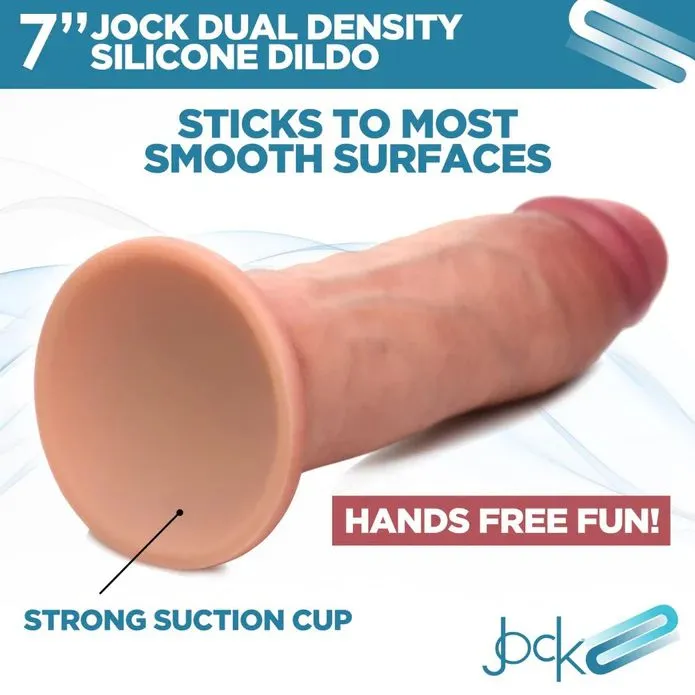 Jock Dual Density Silicone Thick 7 Inch Dildo with Suction Cup - Vanilla
