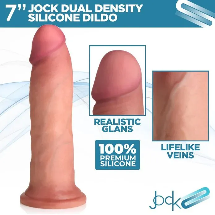 Jock Dual Density Silicone Thick 7 Inch Dildo with Suction Cup - Vanilla