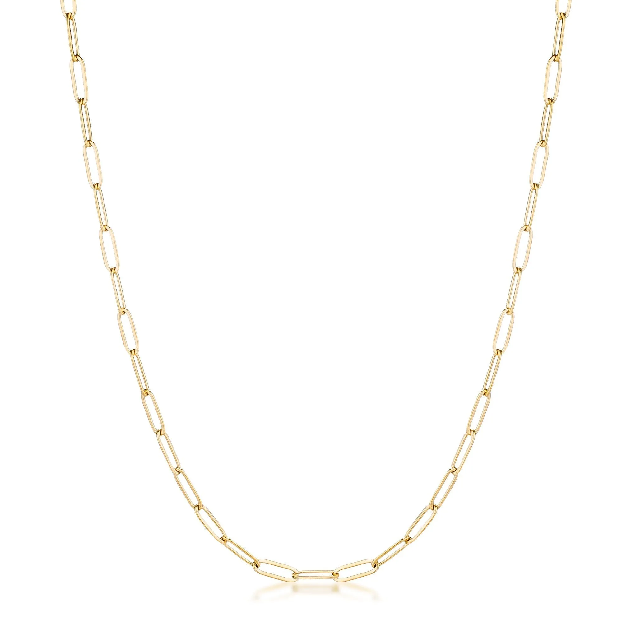 Kaylee 18" Gold Medium Paper Clip Chain Linked Necklace