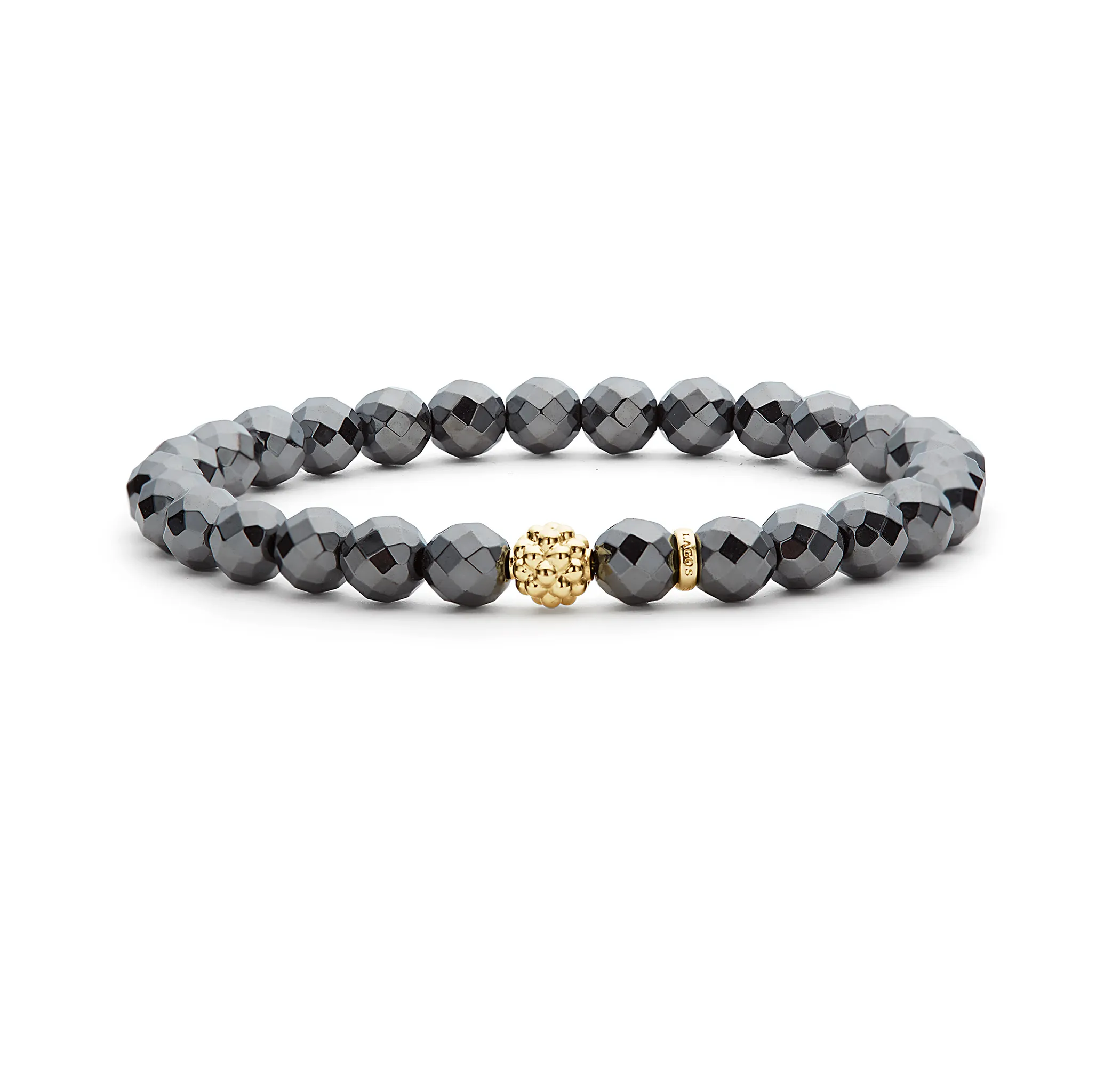 LAGOS Caviar Icon Hematite Gold Station Bead Bracelet