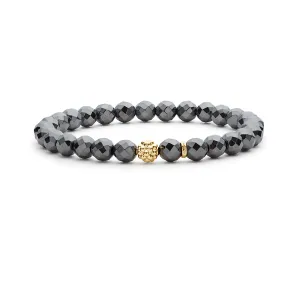 LAGOS Caviar Icon Hematite Gold Station Bead Bracelet