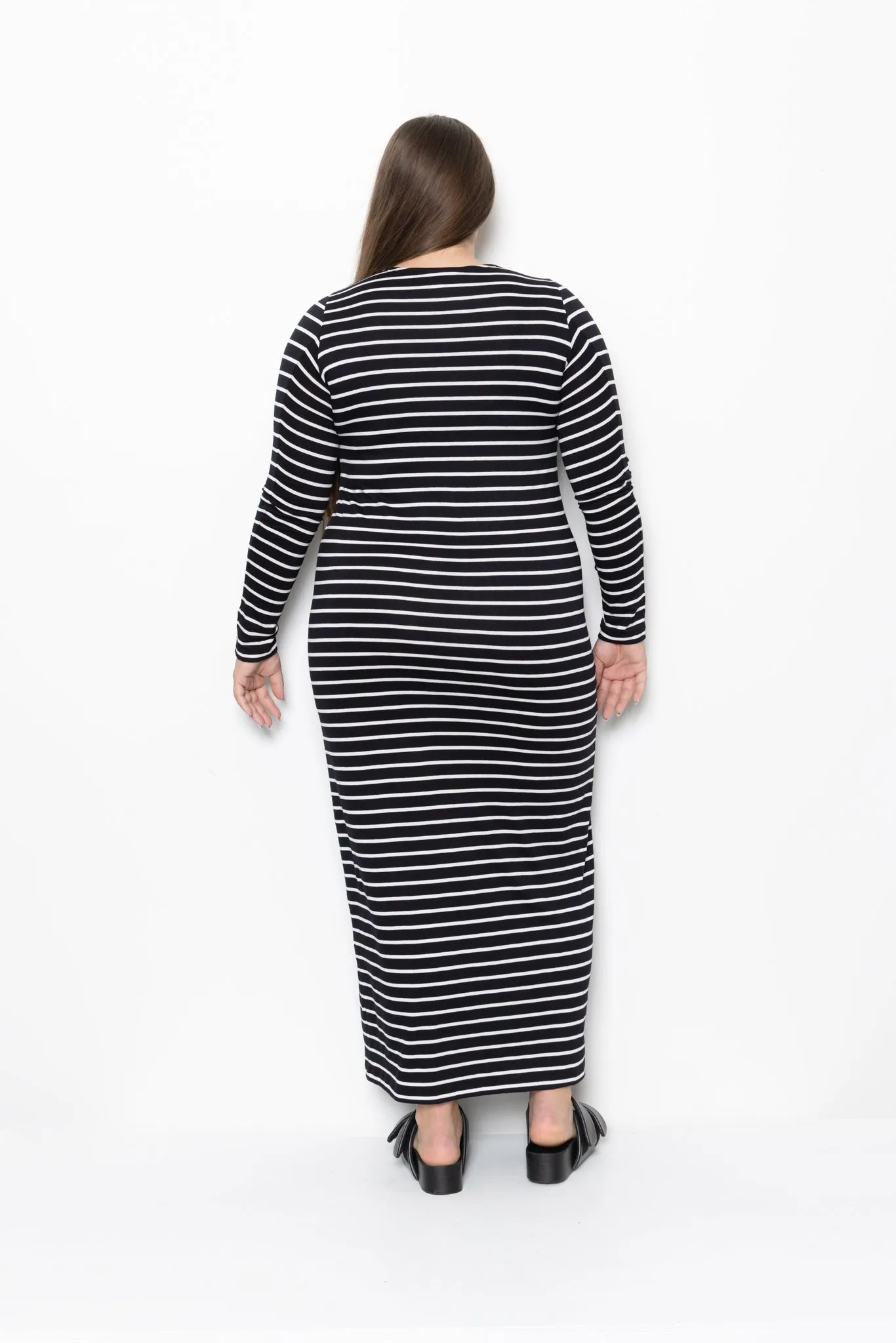 Last Ones M & XL - Sleeved Slip -  Maxi Length - Stripe