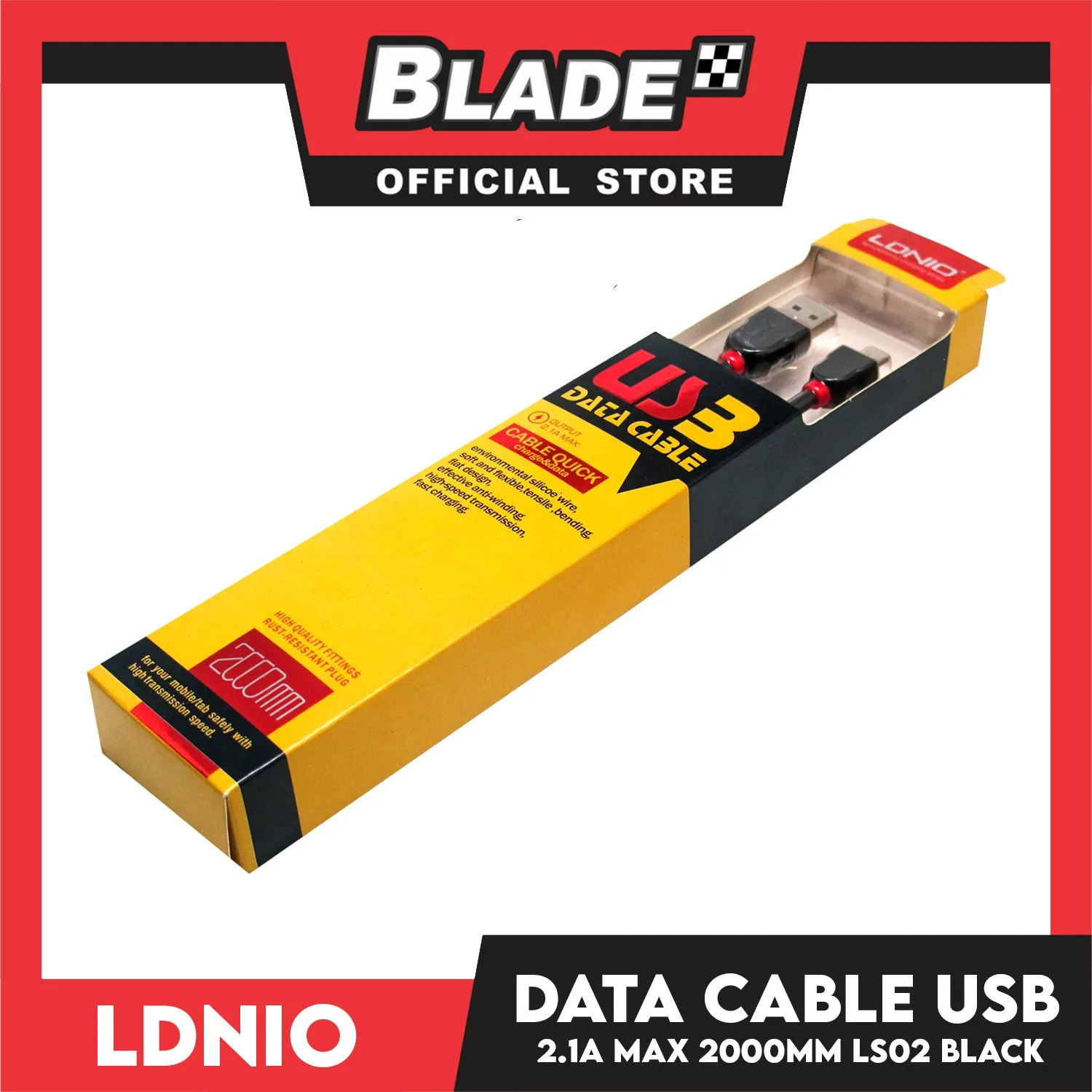 Ldnio Data Cable 2.1A Micro-USB 2000mm LS02 (Black) for Android: Samsung, Huawei, Xiaomi & Oppo