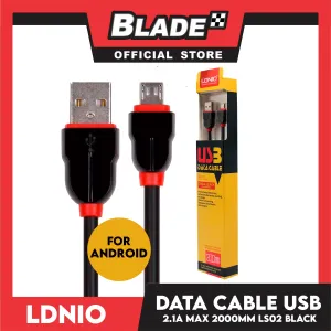 Ldnio Data Cable 2.1A Micro-USB 2000mm LS02 (Black) for Android: Samsung, Huawei, Xiaomi & Oppo
