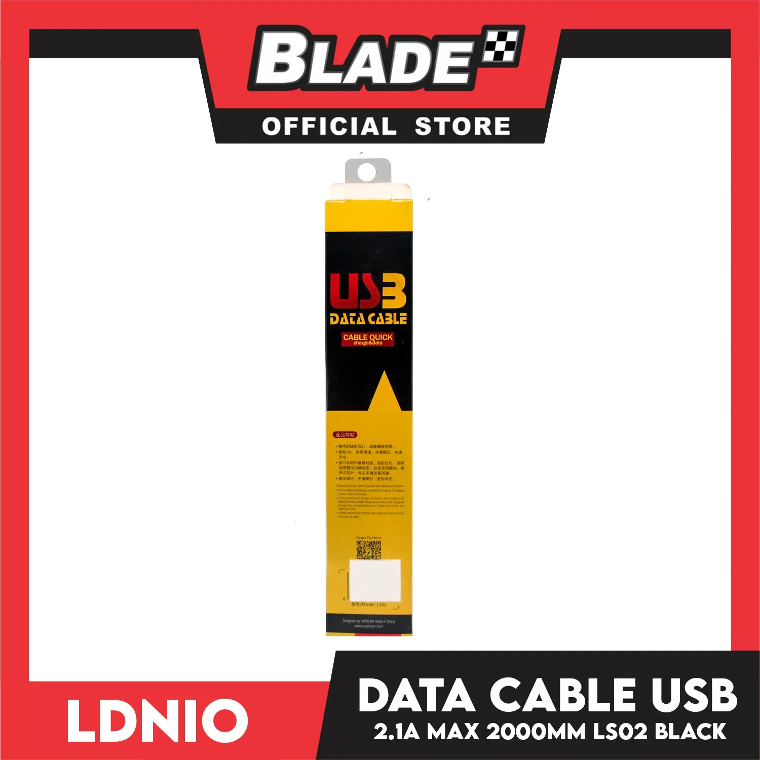 Ldnio Data Cable 2.1A Micro-USB 2000mm LS02 (Black) for Android: Samsung, Huawei, Xiaomi & Oppo