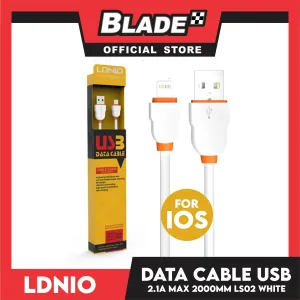 Ldnio Data Cable 2.1A Micro-USB 2000mm LS02 (White) for iPhone (5,5c,5s,6,6 ,6s,6s,7,7 ,8,X,XR,XS MAX,11), iPa, iPad Mini 1-4, iPad Air and iPad 4